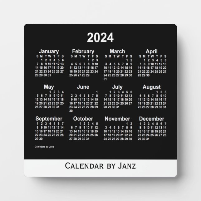 2024 Neon White Desk Calendar by Janz Plaque (Front)