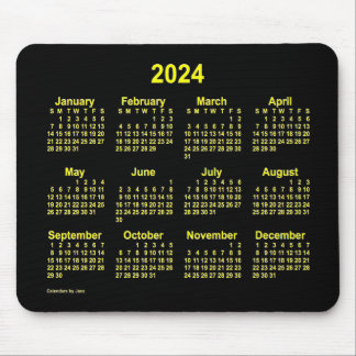 2024 Neon Yellow Calendar by Janz Mouse Pad