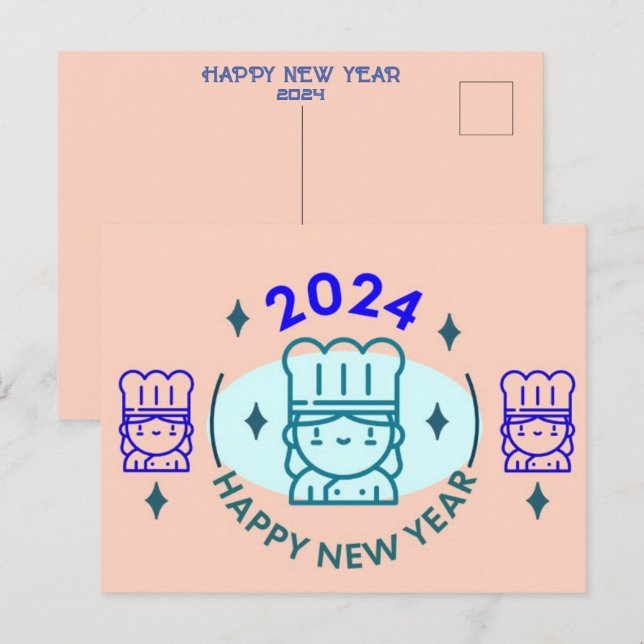 2024 NEW YEAR CHRISTMAS GREETING HOLIDAY POSTCARD (Front/Back)
