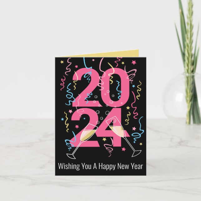 2024 New years celebration cheers graphic Holiday Card (Front)