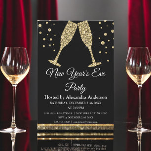 2024 New Year's Eve Party Champagne Glasses Invitation