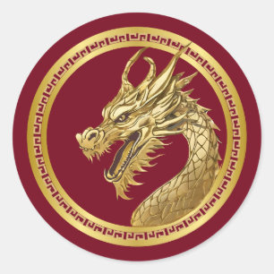 2024 New Years Eve Party-Chinese New Year-Dragon Classic Round Sticker