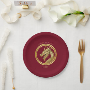 2024 New Year's Eve Party-Chinese New Years-Dragon Paper Plate