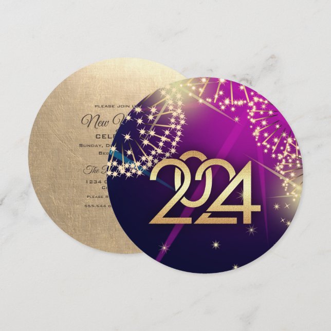 2024 New Year's Eve Party Fireworks  Invitation (Front/Back)