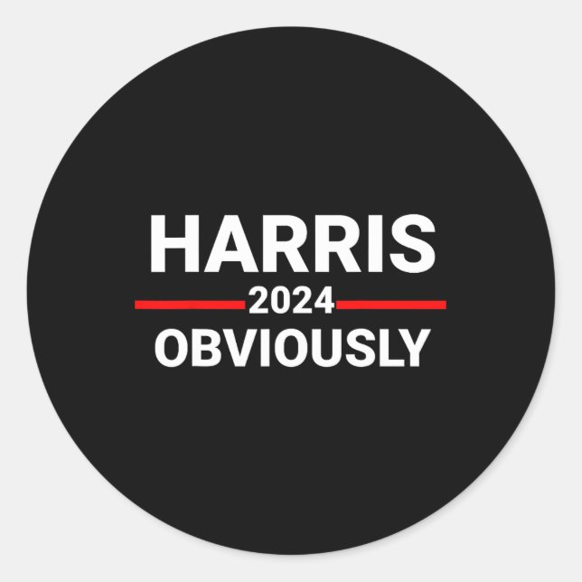 2024 Obviously Harris Waltz 2024 Election Kamala H Classic Round Sticker (Front)