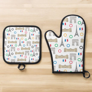 2024 Paris France Games Summer Oven Mitt & Pot Holder Set