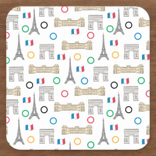 2024 Paris France Games Summer  Square Paper Coaster