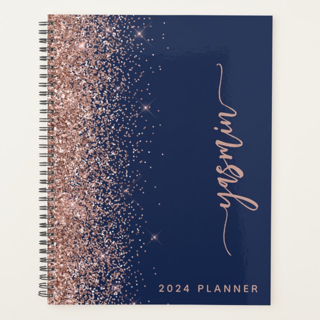 2024 Parties scintillant d'or Rose bleu marine per (Devant)
