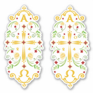 2024 Paschal Candle Red Flowers Sticker
