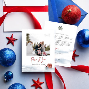 2024 Peace & Love red blue Gift Holiday Card