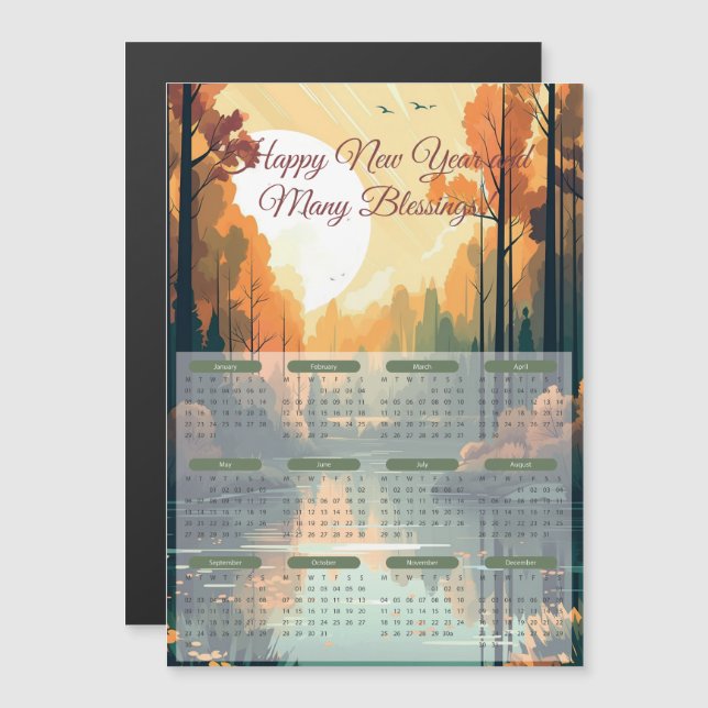 2024 Peaceful Lak Calendar Magnetic Card (Front/Back)