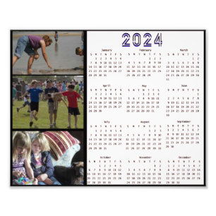 2024 Personalized Family Photo Collage Calendar Print