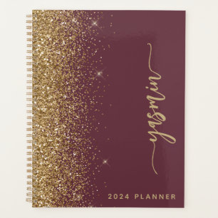 2024 Personnalisé Burgundy foncé Or Paillettes