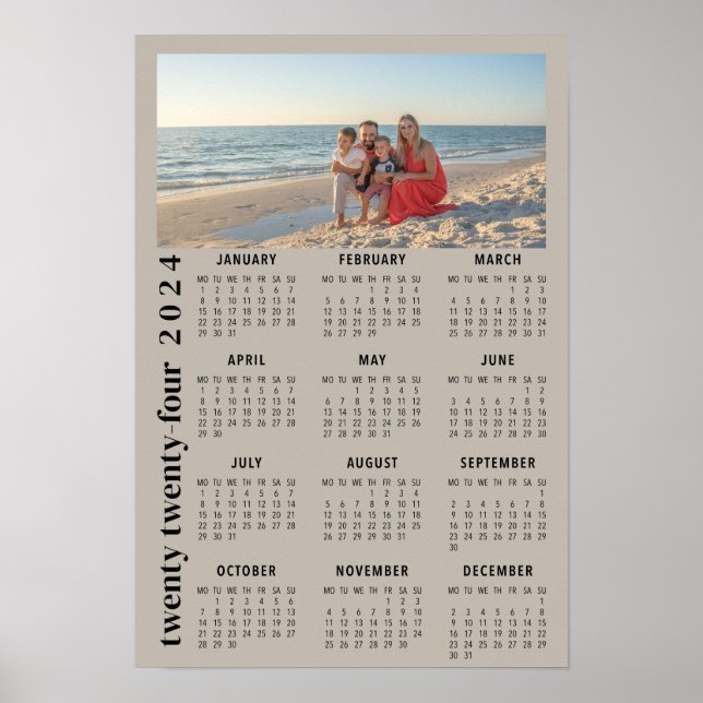 2024 Photo Calendar minimalist beige Poster (Front)