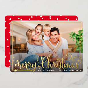 2024 PHOTO FRAME fun calligraphy Merry Christmas Foil Holiday Card