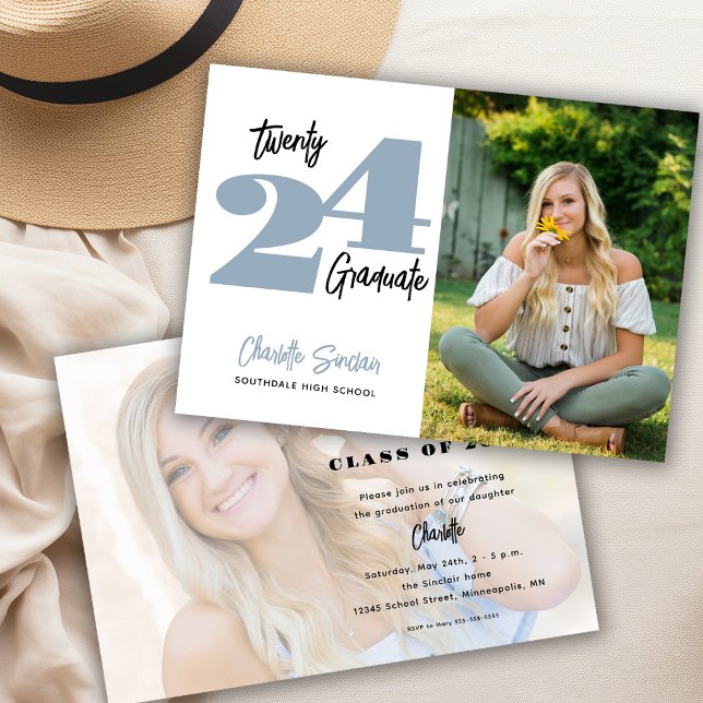 2024 Photo Graduation Handwriting Typography Invitation (Creator Uploaded)