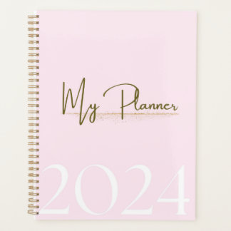 2024 Pink & Gold Mois & Weekly Planner
