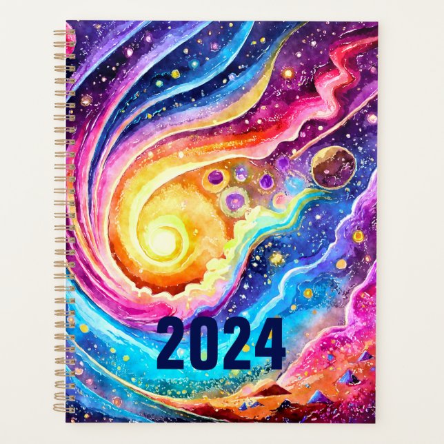 2024 PLANNER COLORFUL ABSTRACT GALAXY DESIGN (Front)
