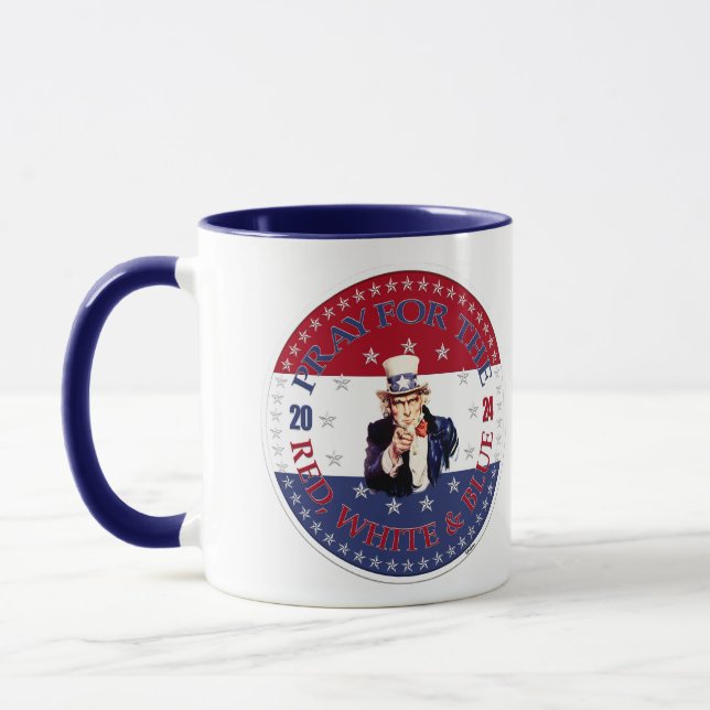 2024 Pray For The Red, White and Blue Uncle Sam Mug (Left)