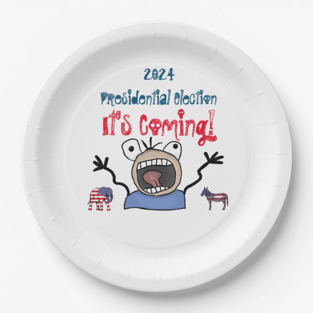 2024 Presidential Election, It's Coming! Paper Plate (Front)