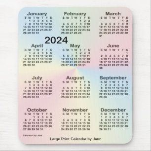 2024 Rainbow Cloud Large Print Calendar by Janz Mouse Pad