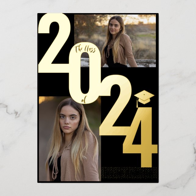2024 Real Foil Gold Metallic Graduation Photo  (Front)