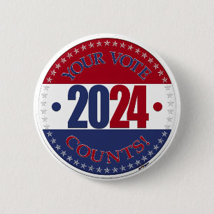 2024 Red and Blue Your Vote Counts 2 Inch Round Button