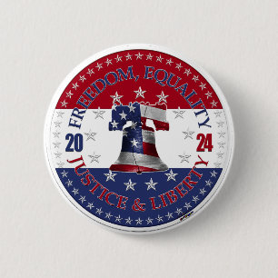 2024 Red Blue Freedom, Equality, Justice Liberty B 2 Inch Round Button