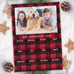 2024 Red Buffalo Plaid Family Dog Photo Calendar Holiday Card<br><div class="desc">2024 Photo Calendar Cards - Send New Year Greetings or include in your Christmas cards, these 5x7 photo calendar cards are perfect as Christmas and New Year cards to family and friends. Perfect to highlight or circle special family dates, anniversaries, birthdays, and reunions. Personalize these full year photo calendar cards...</div>