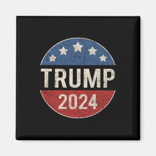 2024 Retro Campaign Button Re Elect President Trum Magnet