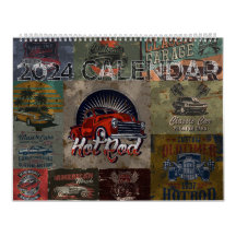 2024 Retro Grunge Style Hot Rod Calendar 
