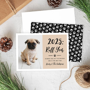 2024 Ruff Year Beige Funny Dog Photo Holiday Card