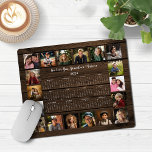 2024 Rustic Wood Multiple Photo Collage Calendar Mouse Pad<br><div class="desc">🌟2024 Rustic Wood Multiple Photo Collage Calendar Mouse Pad featuring a simple, minimalist year-at-a-glance calendar and 18 of your favourite photos. This is a simple black and white, but the colours are all customizable. Makes a great gift for grandparents, parents, aunts, uncles, godparents, and more! Please contact us at cedarandstring@gmail.com...</div>