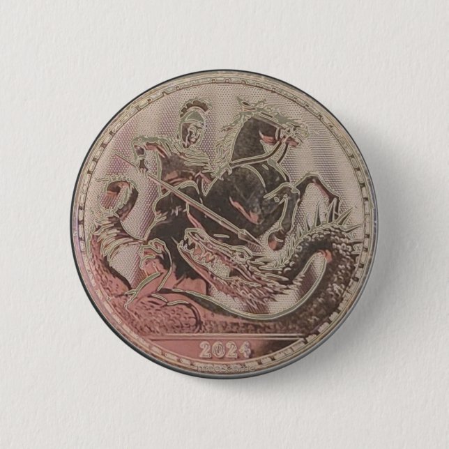 2024 Saint George Slaying the Dragon Coin  2 Inch Round Button (Front)
