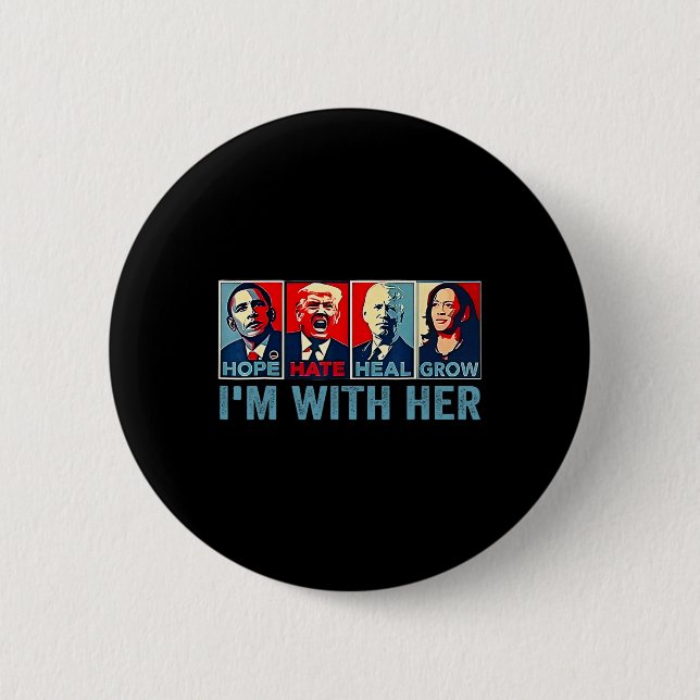 2024 Shirt I'm With Her Kamala- Harris Vote Presid 2 Inch Round Button (Front)