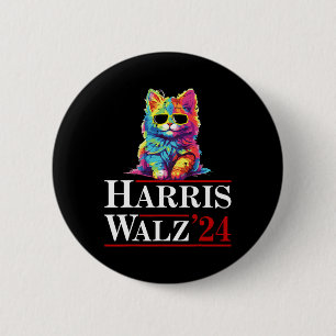 2024 Shirt Kamalaharris Timwaltz 2024 Cat Lgbt 2 Inch Round Button