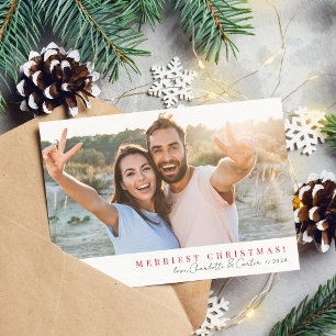 2024 SIMPLE PHOTO merry christmas red calligraphy Holiday Card