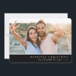 2024 SIMPLE PHOTO merry christmas script black red Holiday Card<br><div class="desc">by kat massard >>> WWW.SIMPLYSWEETPAPERIE.COM <<<
A simple card design with red greeting (you can change it) and name signature.  Maximum area to display your beautiful family too with horizontal photo</div>