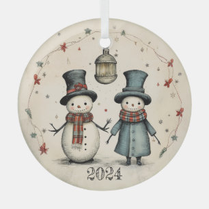 2024 Snowman Glass Ornament