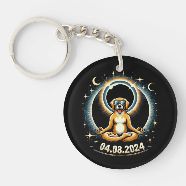2024 Solar Eclipse Dog Keychain (Front)