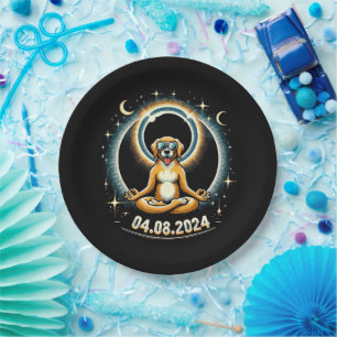 2024 Solar Eclipse Dog Paper Plate