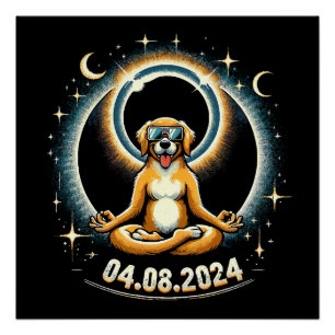 2024 Solar Eclipse Dog Poster