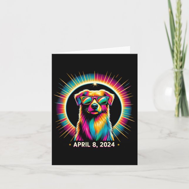 2024 Solar Eclipse Dog Wearing Solar Eclipse Glass Card (Front)