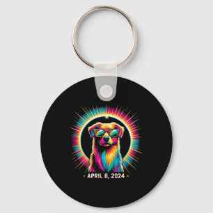 2024 Solar Eclipse Dog Wearing Solar Eclipse Glass Keychain