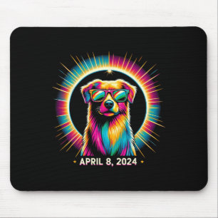 2024 Solar Eclipse Dog Wearing Solar Eclipse Glass Mouse Pad