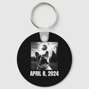 2024 Solar Eclipse Funny French Bulldog Selfie Men Keychain