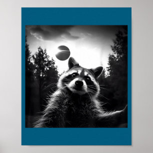 2024 Solar Eclipse Funny Raccoon Selfie Total Sola Poster