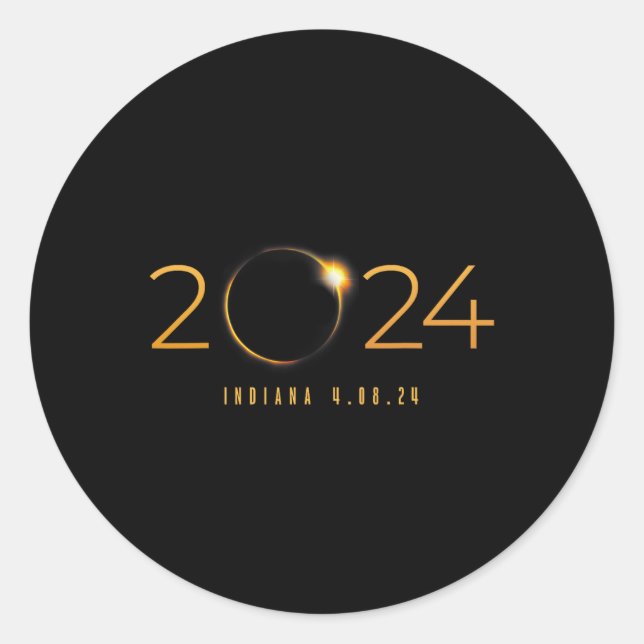 2024 Solar Eclipse Indiana American Totality Sprin Classic Round Sticker (Front)