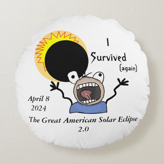 2024 Solar Eclipse Survival Edition Round Pillow (Front)