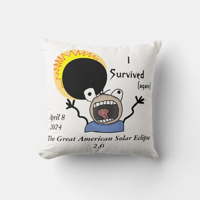 2024 Solar Eclipse Survival Edition Throw Pillow (Front)